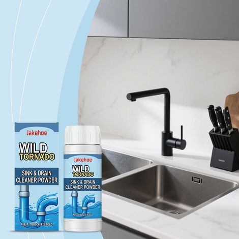 Poudre déboucheuse pour canalisations de cuisine et de salle de bain, élimine les odeurs, déloge les saletés et dissout les bouchons – 100 g -- AUTLEAD (1/5)