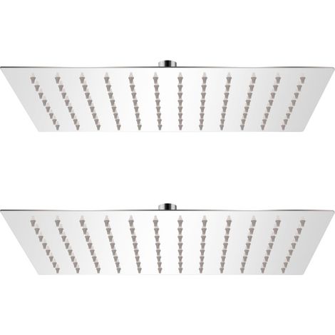 Set 2 soffioni doccia rettangolari a immersione 20x30 cm inox 020002109