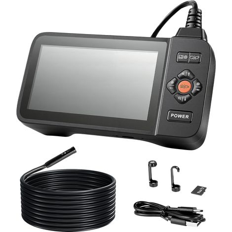 Mophorn Endoscopio Articolato a Tripla Lente, Telecamera Industriale con Luce, Schermo IPS HD da 4,5'', Zoom 8x, Batteria da 3000 mAh, Cavo Impermeabile IP67 da 5 m, per Ispezioni Auto e Idrauliche (1/5)