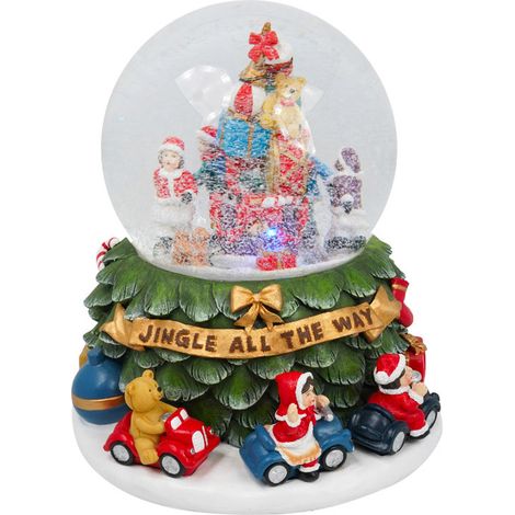 Ampolla Natalizia a Batteria 20x20x22 cm in Resina con Bambini Musica e Luci (1/2)