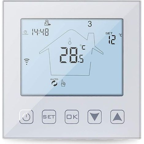 3A WiFi Underfloor Heating Thermostat Compatible with Alexa and Google Assistant, Programmable Underfloor Heating Thermostat, White Connected Thermostat (1/5)