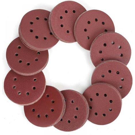 Dischi abrasivi da 150 pezzi, XU, 125 mm, con 8 fori, carta vetrata, levigatura, grana 60, 80, 100, 120, 150, 180, 240, 320, 400, 600 per lucidatura, rimozione ruggine, finitura --Crezuo