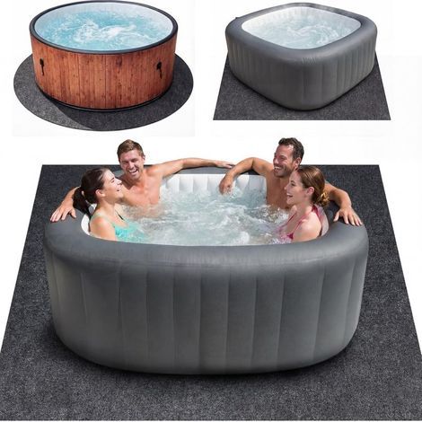 Quadratische Spa-Matte, 230 x 230 cm, extra große Größe, geeignet für den Innen- und Außenbereich, wasserdichte und rutschfeste Unterseite, hoch saugfähig, geeignet für Spas und Schwimmbäder. (1/5)