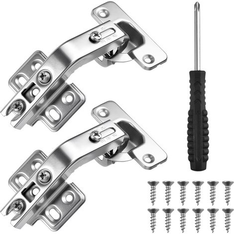 Lot de 2 charnières à 135 degrés Lazy Susan à recouvrement complet pour armoires d'angle, portes pliantes, en acier laminé à froid (1/4)