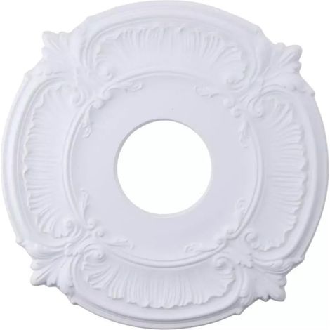 Medallón de ventilador de techo redondo decorativo de PU de estilo europeo para decoración elegante del hogar, lavadero, accesorios decorativos con anillo redondo francés. (1/4)