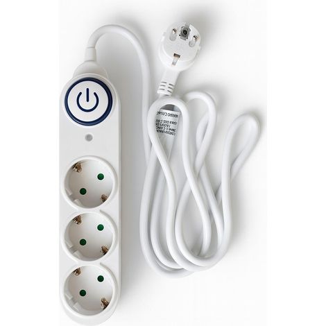 ORION91 Pack x 2 unidades Regleta Protección Sobretensión 3 Tomas con Interruptor Clavija Extraplana NINEANDONE - SpazioLuzio