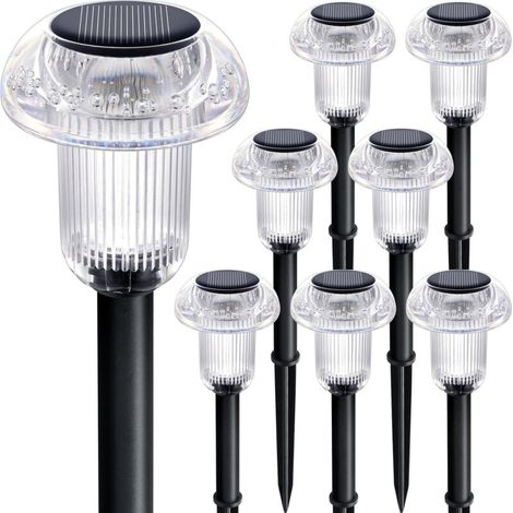 Lot de 8 Lampes Solaires Étanches en Forme de Champignon Multicolores pour Jardin, Allée et Décoration Extérieure