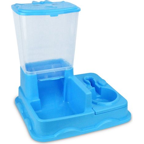 3028 Dispensador automático de alimentos y agua para perros y gatos   Color: Azul