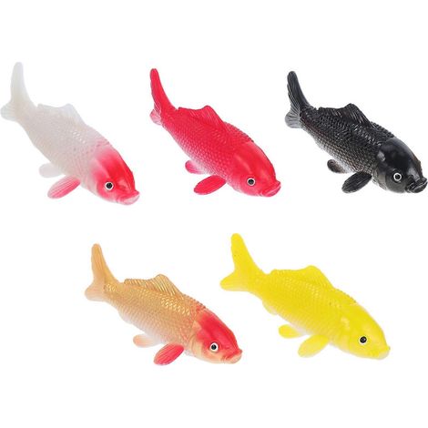 Cinq poissons koi plus vrais que nature : ornements koi réalistes, mini accessoires d'aquarium koi et poissons rouges, adaptés à la décoration d'aquarium DIY, aux jardins féeriques et à la décoration (1/5)