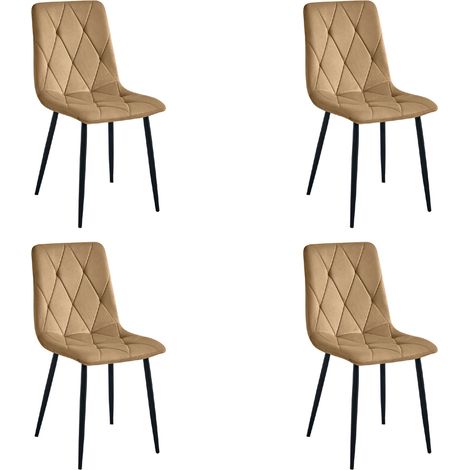Set di 4 Sedie Libra in Velluto Marrone e Metallo Nero (1/5)