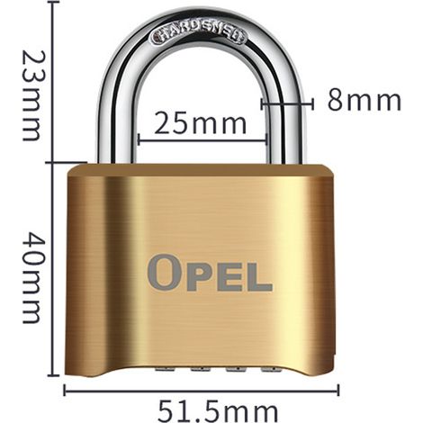 Cadenas Code 4 Chiffres, 52mm Cadenas Extérieur Etanche, Robuste et Antivol, 8mm Loquet Cadenas à CombinaisonBronze,50mm -belleup (1/5)