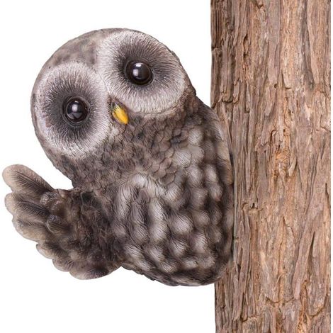 2 sculptures de hibou, décoration d'arbre extérieure en résine, statues jardin animales, pour amoureux de la nature et espaces verts