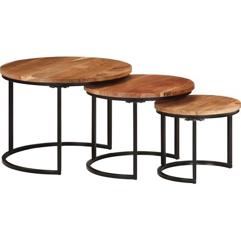 Nesting Tables 3 pcs Solid Wood Acacia vidaXL