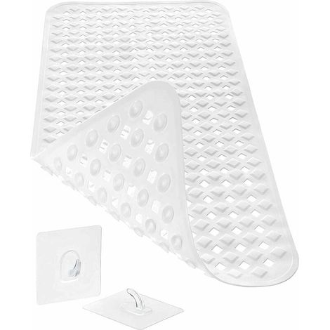 Tapis de bain antidérapant sensible à la peau 88x39cm, accessoire INCL. Tapis de bain antidérapant sans BPA Tapis de douche résistant à la moisissure et lavable en machine (blanc) (1/5)