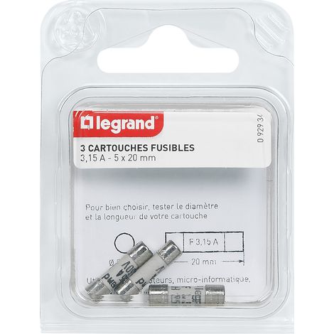 Legrand - Cartouches fusibles pour appareils électroniques - 5x20mm - 3,15A (1/3)
