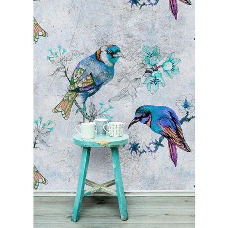 Papier peint panoramique élégant motif oiseaux Tapisserie panoramique nature idéale pour bureau Papier peint panoramique animaux pour chambre (1/3)