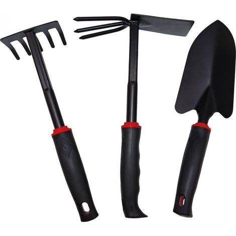 3-Piece Stainless Steel Garden Tool Set - Black (1/5)
