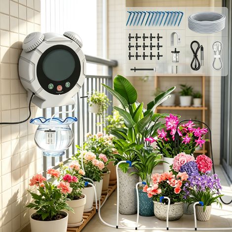 Kit de système d'irrigation automatique avec plusieurs programmes d'irrigation, dernière alarme USB Auto à l'intérieur du système d'irrigation à goutte bricolage avec 15 gouttes pour les plantes de se