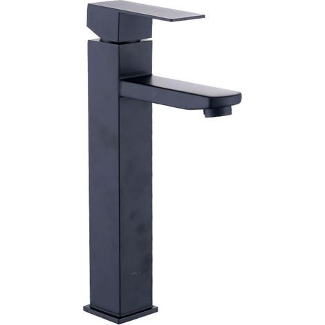 LAN Robinet noir bec haut mitigeur lavabo haut monotrou robinet de lavabo avec mitigeur cuivre mitigeur eau chaude et froide salle de bain (1/5)