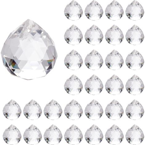 30 prismi a sfera di cristallo trasparente, prismi a sfera di cristallo per acchiappasole, decorazioni per casa, giardino, matrimoni e Natale (20 mm) (1/5)
