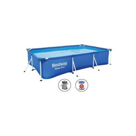 PISCINA STEEL PRO RETTANGOLARE TELAIO PORTANTE CM.300X201X66H.  kg.20,1  lt.3.300 filtro cartuccia (art.56411)    BESTWAY