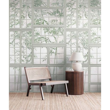 Papier peint intissé Japonais & asiatique Gris, Vert, Blanc - 1,59 x 2,8 m (1/3)