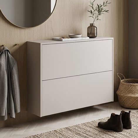 Meuble d'entrée 2 portes 99x27x74 cm écru et naturel - AMKY (1/5)