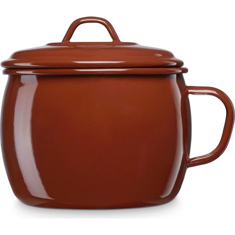 Briebe Terra Casserole Cuisson avec Couvercle 12 cm, Acier Émaillé 1,3 L, Induction, Vintage  Marron (1/2)