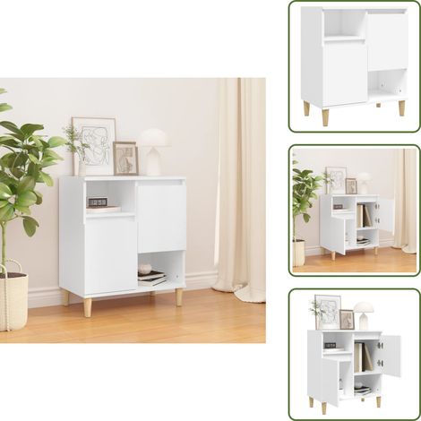 The Living Store Buffet Blanc 60x35x70 cm Bois d'ingénierie - Rangement (1/5)