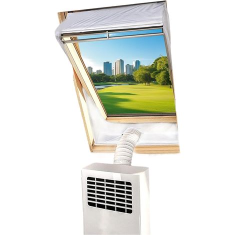 Kit de fenêtre pour climatiseur mobile Accessoires d'évacuation et d'étanchéité pour climatiseur portable Ventilation pour appareil de climatisation mobile Pour maison, appartement, studio, dort (1/5)