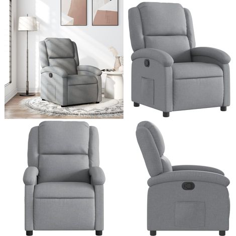 Relaxsessel Hellgrau Stoff - Komfortsessel - Relaxsessel - Lesesessel - Beistelltisch Mit Ablagefach - Fernsehsessel - Home & Living (1/5)