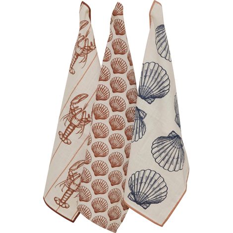 Lot de 3 torchons océan en coton Naturel 45x70 cm (1/5)