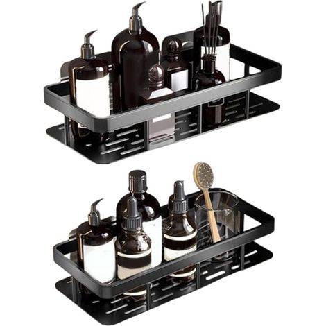Mensola per doccia, cestino per doccia, non richiede foratura, mensola angolare per bagno, cestino per doccia in alluminio, accessorio per l'organizzazione del bagno, finitura opaca (1/5)