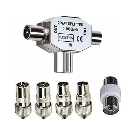 Répartiteur d'antenne en forme de T - Répartiteur d'antenne à 2 voies - 2 connecteurs DVB-T/BK (1/5)