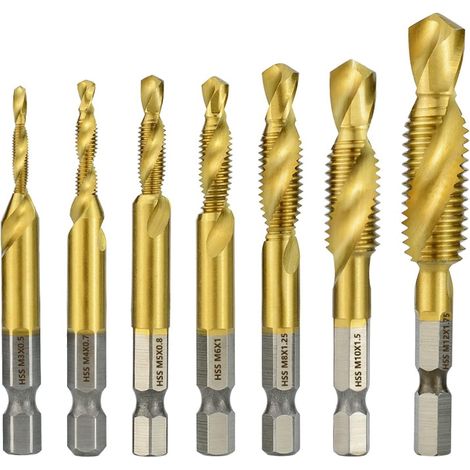 Kit foret et taraud, queue hexagonale, HSS, M3-M12, 7 pièces (1/5)