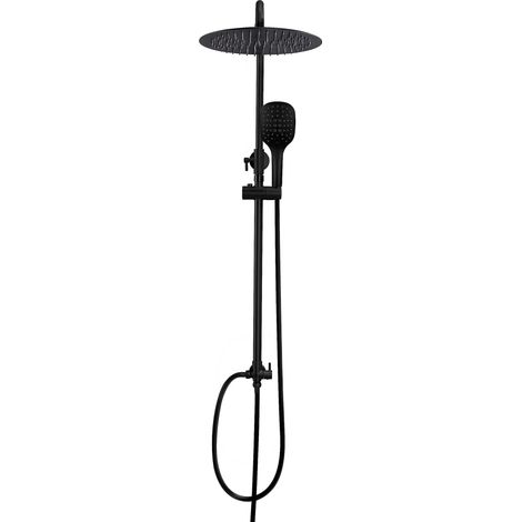 Colonne de Douche Noir sans Mitigeur Colonne Douche sans Robinetterie Système de Douche Salle de Bain Réglable Hauteur Ensemble de Douche pour Baignoire avec Tête Douche Rond D25cm (1/5)