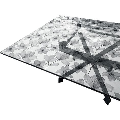 Tovaglia Trasparente Decorata Glitterata Pellicola Pvc Tavolo Antimacchia Spessa Fiori (C) - 100x60 Cm