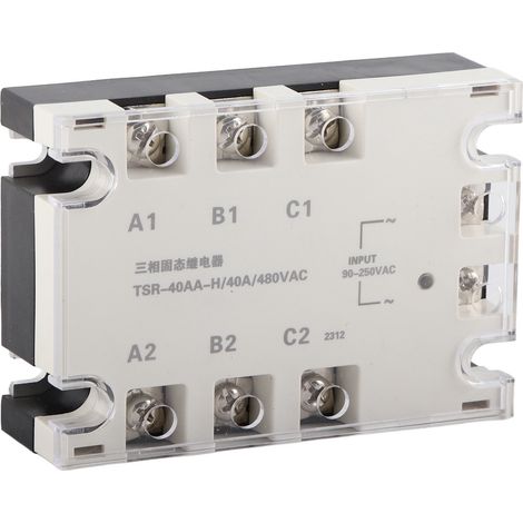 3-phasiges 40-A-Wechselstrom-Halbleiterrelais (SSR), Eingang 90–250 V AC, Last 24–480 V AC, TSR-40AA H (1/5)