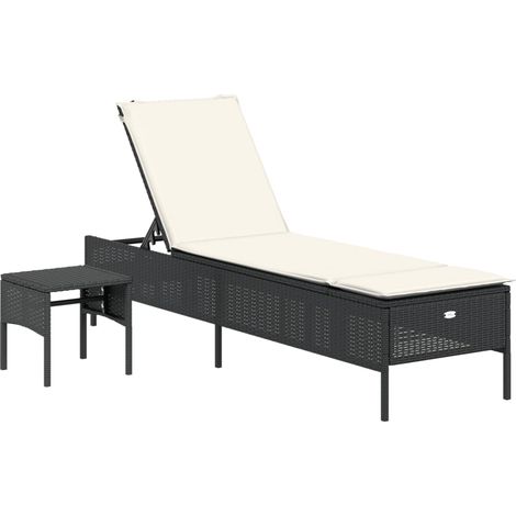 Maison Exclusive - Sonnenliege mit Tisch und Auflage Schwarz Poly