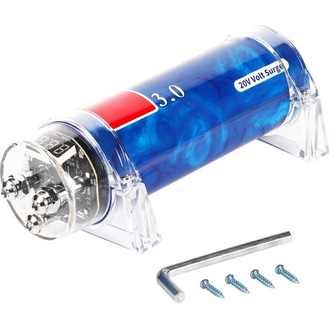 Condensateur de puissance 3.0 Farad pour amplificateur audio voiture, régulateur stabilisateur bleu, pièces auto modifiées (1/5)
