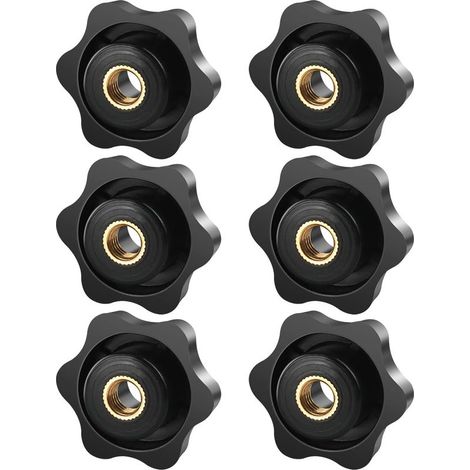 Lot de 6 écrous à poignée étoile M6 x 32 mm – écrous à serrage manuel pour machines et mobilier (1/5)