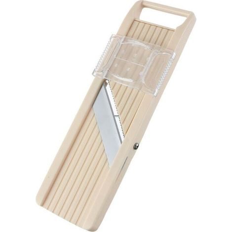 BN-1 Japanische Mandoline mit drei austauschbaren Edelstahlklingen: elfenbeinfarben, Gemüseschneider, Sparschäler, Edelstahl, cremeweiß (1/4)