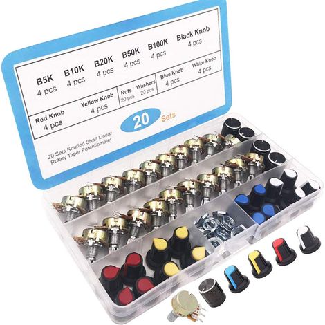 Potentiomètres 20x Rotatifs WH148 – B5K à B100K 3 Broches Linéaires pour Projets Arduino DIY Audio (1/5)