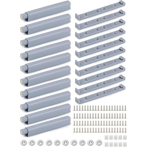 Houhence – Amortisseur porte placard Push to Open gris – Système avec piston à ressort – 10 pièces pour fermeture amortie – Installation facile (1/5)