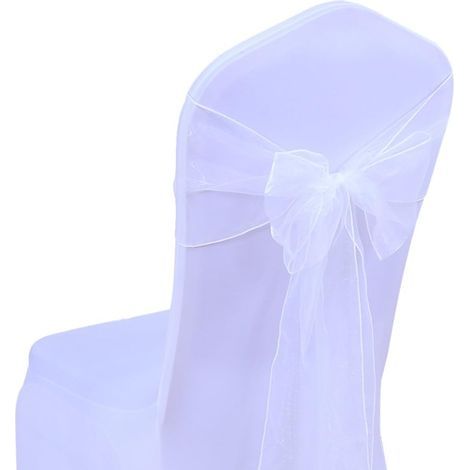 25pc Rubans en Organza Housse de Chaise nœuds Rubans nœuds de Mariage décoration de Ceremonie Fête événement Anniversaire 17 x 275cm 22 Colours(Non inclure Les Housses de Chaise)-Blanc (1/5)