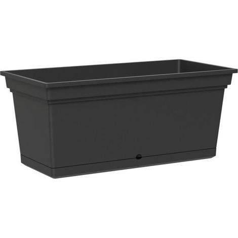JARDINIERE PLASTIQUE AQUA ANTHRACITE - RECTANGULAIRE - LONGUEUR 78CM - SOUCOUPE INTéGRéE - 130L TERAPLAST 28109078005 (1/3)