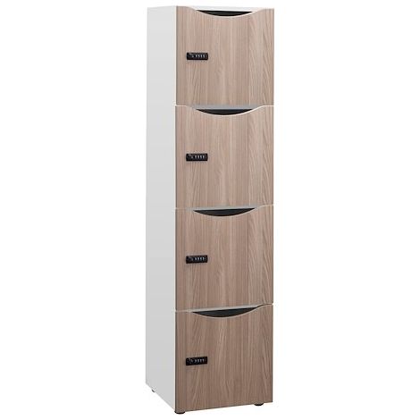 Casier de bureau Locker 4 cases coprs blanc H 169 cm orme - Maxiburo (1/5)
