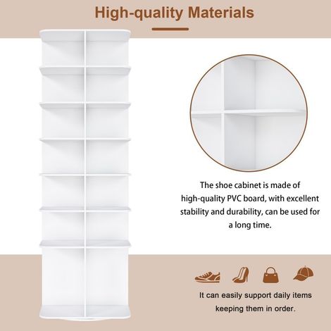 Porte‑chaussures rotatif à 7 étages – Organiseur sur pied pivotant 360°, tour à chaussures avec socle haut – Gain de place et accès facile (1/5)