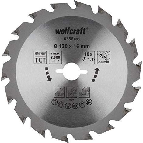 wolfcraft Lama per seghe circolari manuali TCT, serie verde I 6356000 I Tagli rapidi, medio/grossi (1/4)