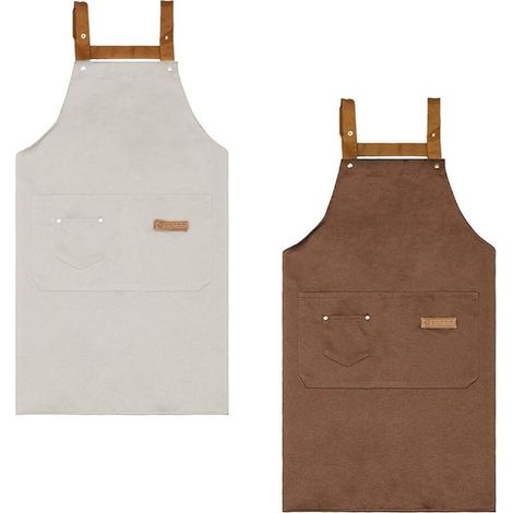 2 Pièces Tablier de Cuisine Femme Homme, Tablier Chef de Travail Réglable, Tabliers Barbecue avec 3 Poches, Toile pour Jardinage, Restaurant, Barbecue, Café, Serveurs (1/5)